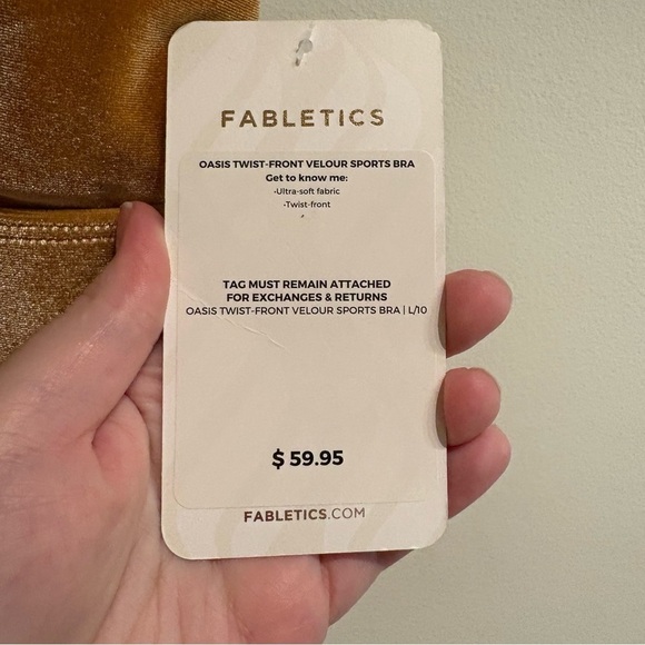 Fabletics Oasis Twist Velour Sports Bra Light Honey NWT Size Large - Picture 6 of 8